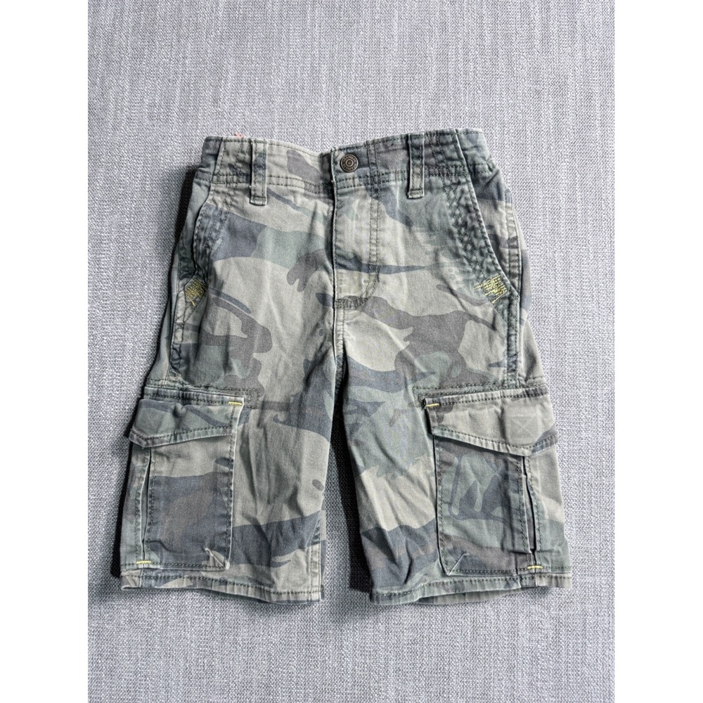 Wrangler Boys Camo Cargo Shorts Green Gray Size 10 Adjustable Waist Utility